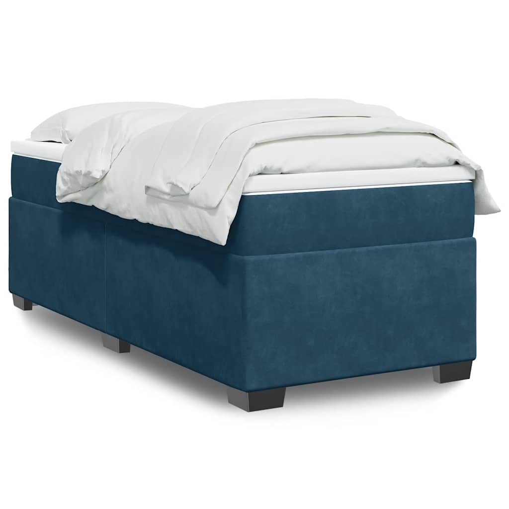Box spring krevet s madracem tamnoplavi 90x190 cm baršunasti