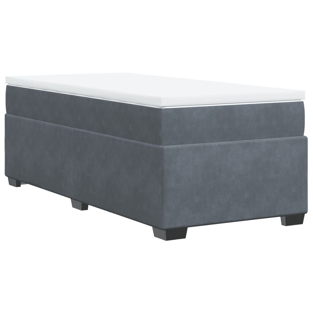Box spring krevet s madracem tamnosivi 90x200 cm baršunasti