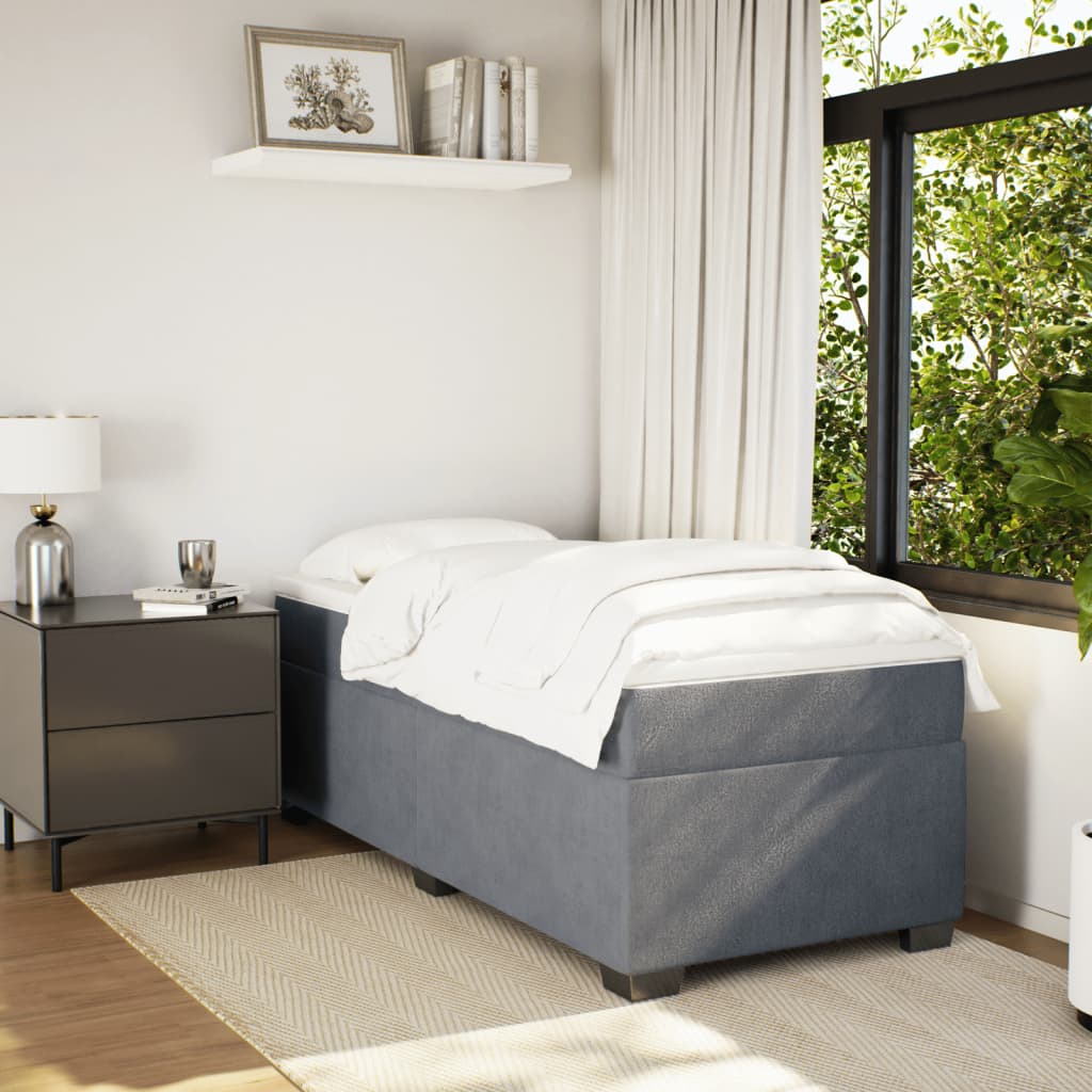 Box spring krevet s madracem tamnosivi 90x200 cm baršunasti