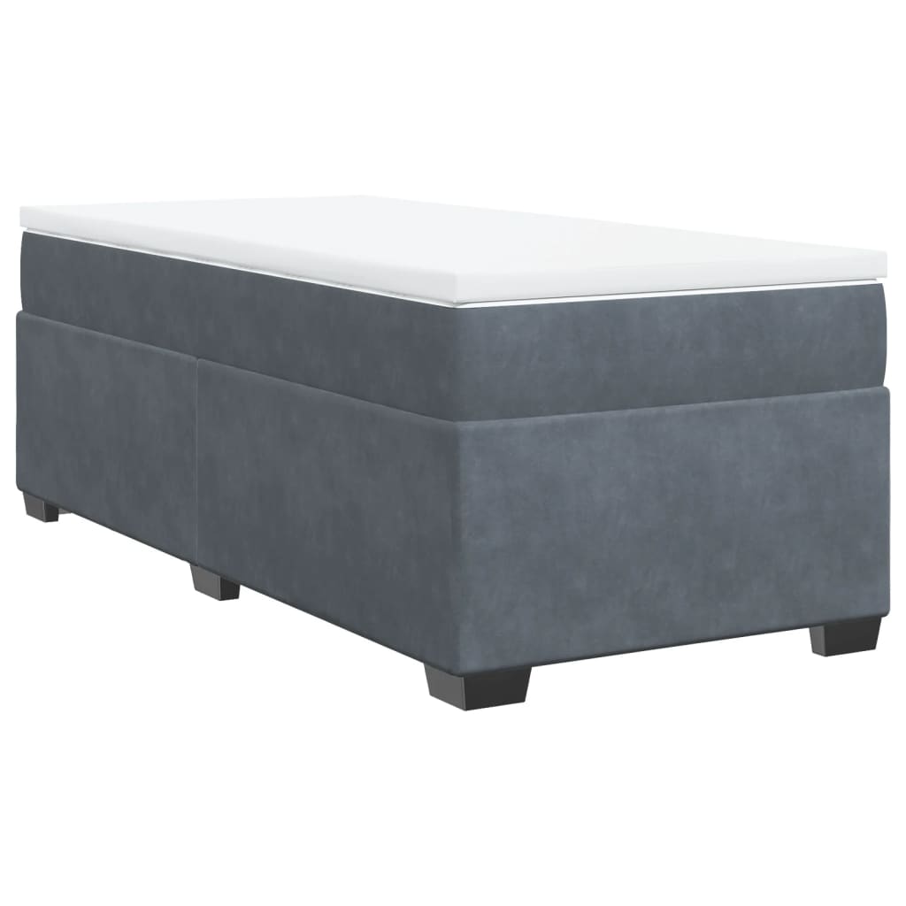 Box spring krevet s madracem tamnosivi 90x200 cm baršunasti