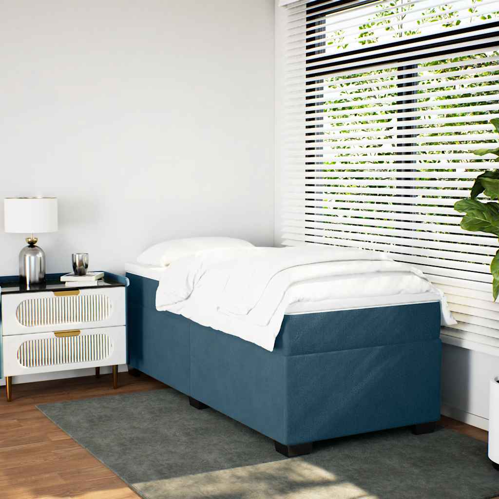 Box spring krevet s madracem tamnoplavi 90x200 cm baršunasti