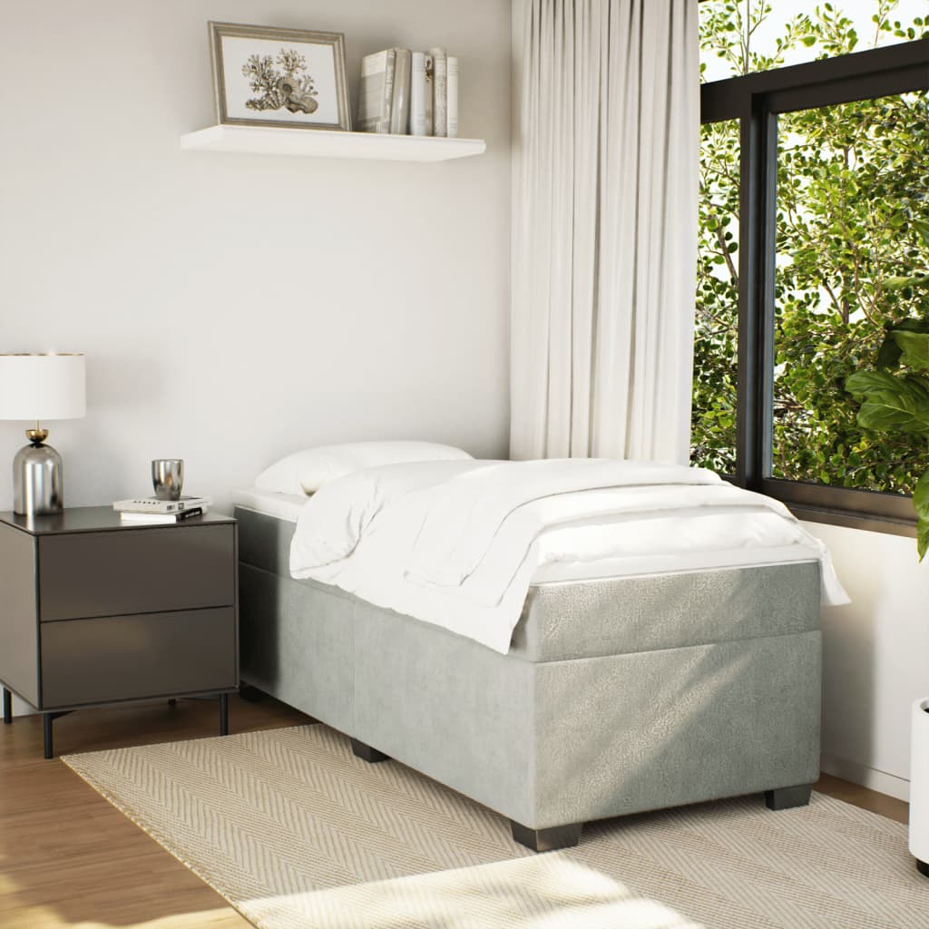 Box spring krevet s madracem svjetlosivi 100x200 cm baršunasti