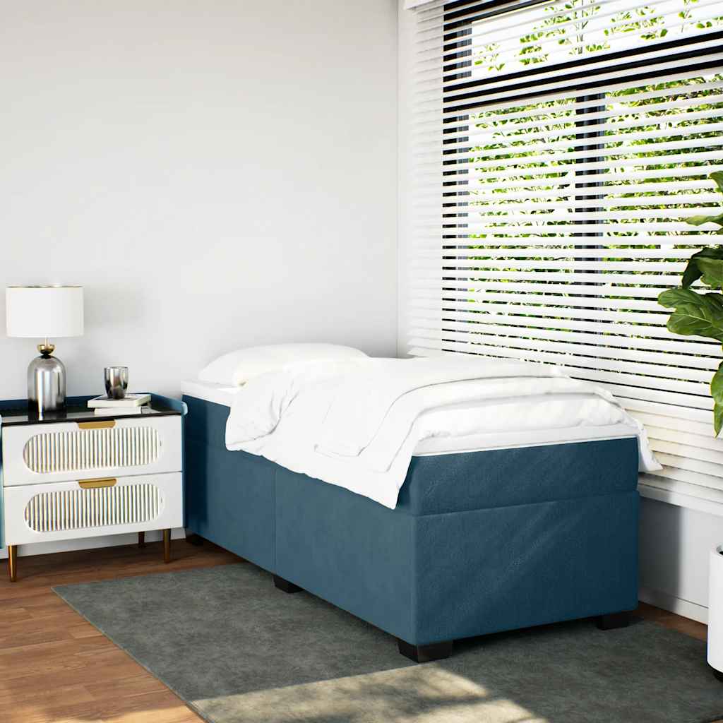 Box spring krevet s madracem tamnoplavi 100x200 cm baršunasti