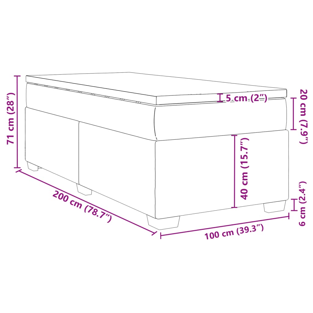 Box spring krevet s madracem ružičasti 100x200 cm baršunasti