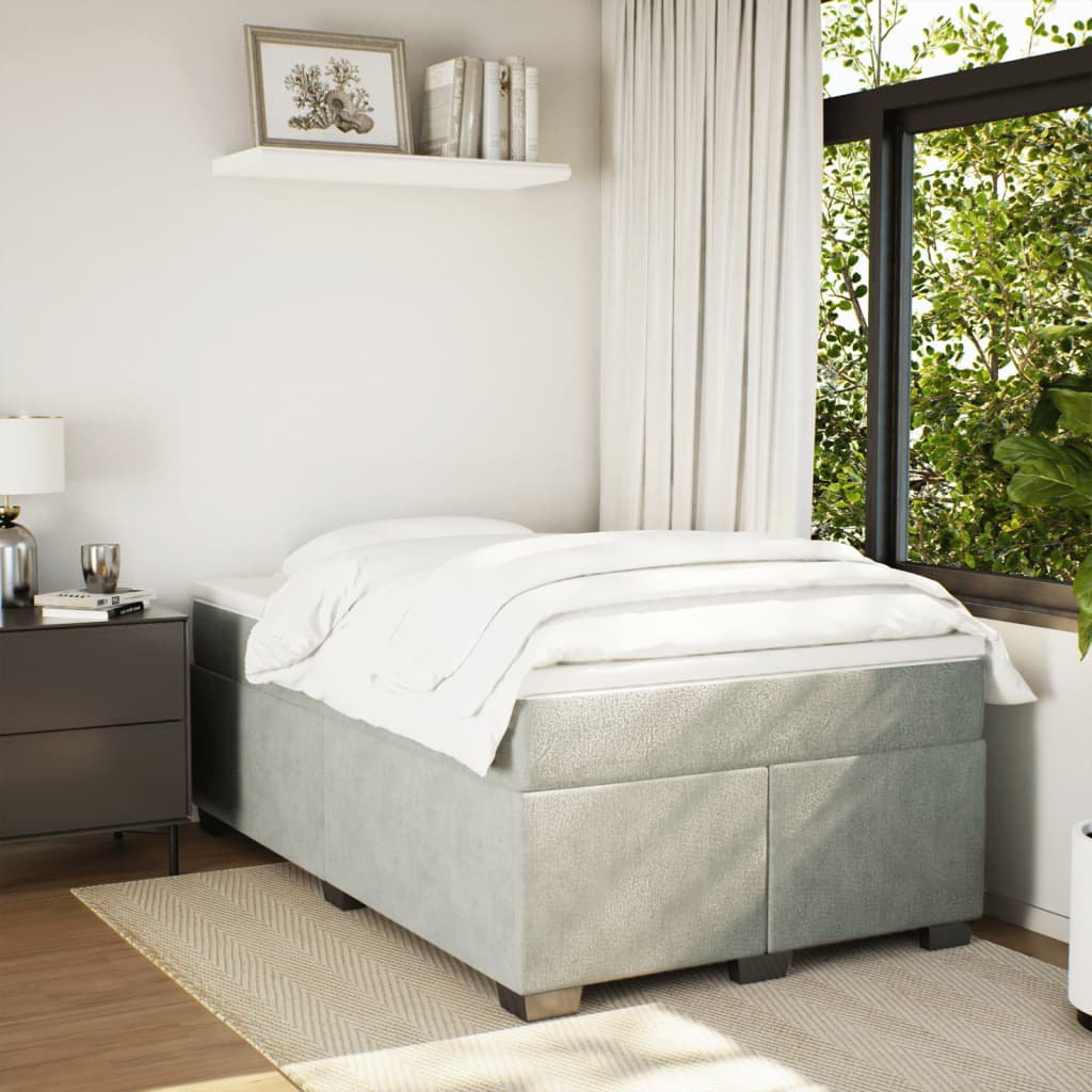 Box spring krevet s madracem svjetlosivi 120x200 cm baršunasti