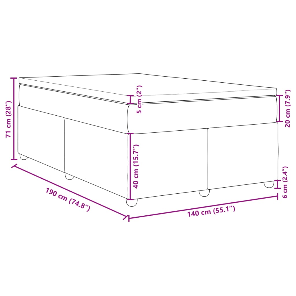 Krevet s oprugama i madracem tamnosivi 140x190 cm od tkanine