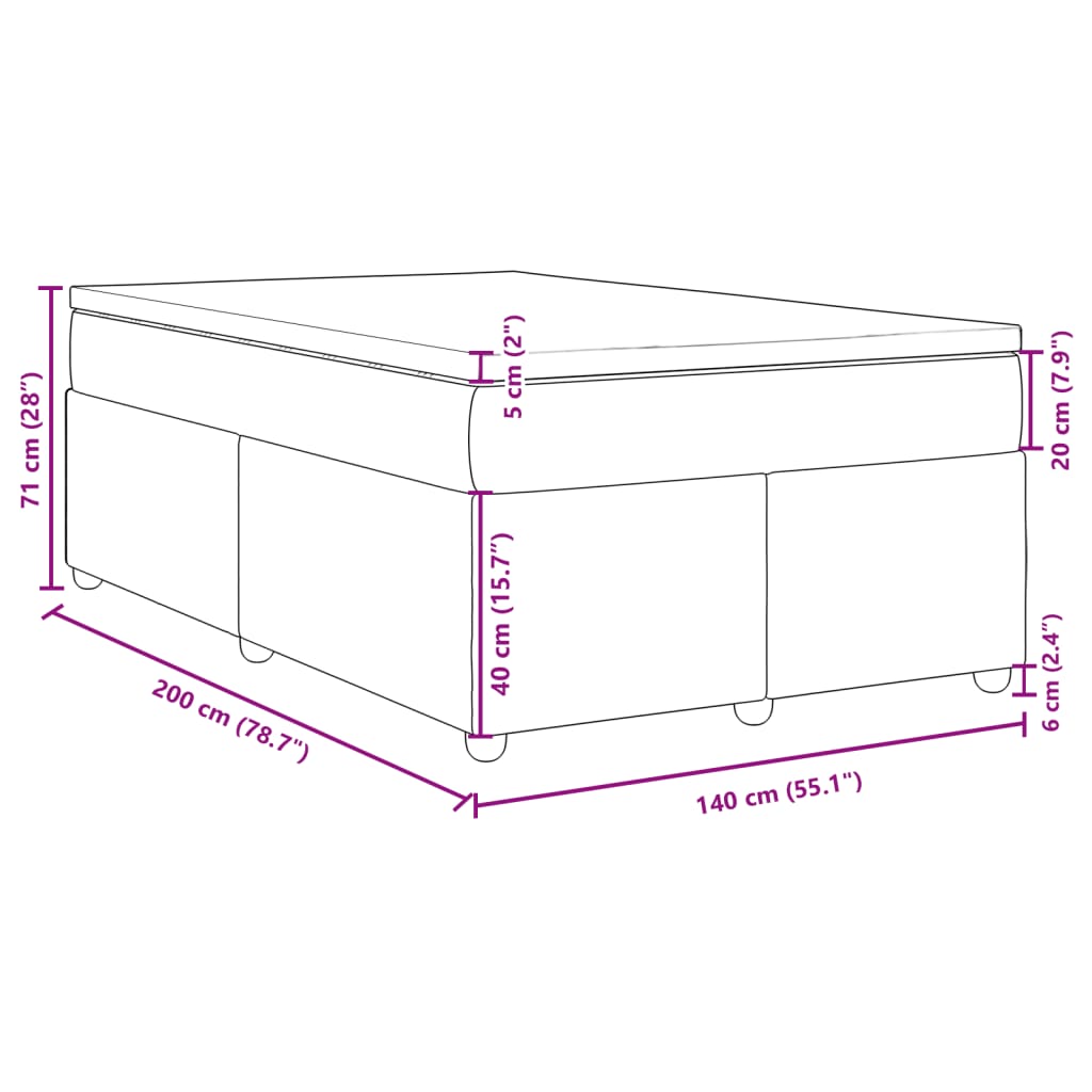 Krevet s oprugama i madracem krem 140x200 cm od tkanine