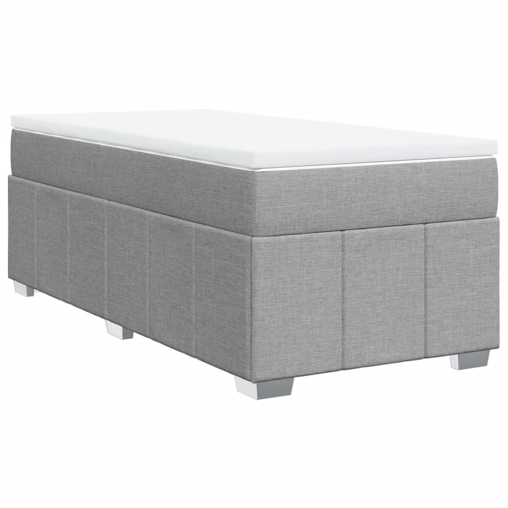 Box spring krevet s madracem svjetlosivi 90x190 cm od tkanine