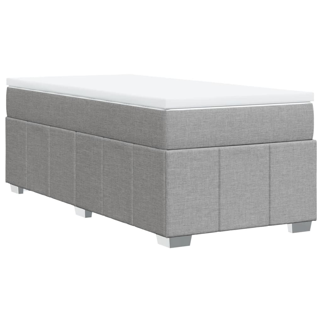 Box spring krevet s madracem svjetlosivi 90x190 cm od tkanine
