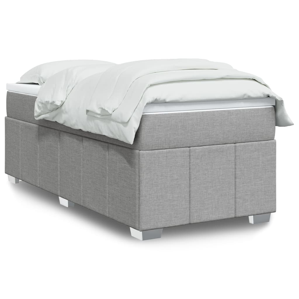 Box spring krevet s madracem svjetlosivi 90x190 cm od tkanine