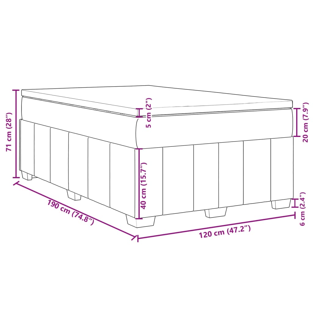 Krevet box spring s madracem tamnosivi 120 x 190 cm tkanina