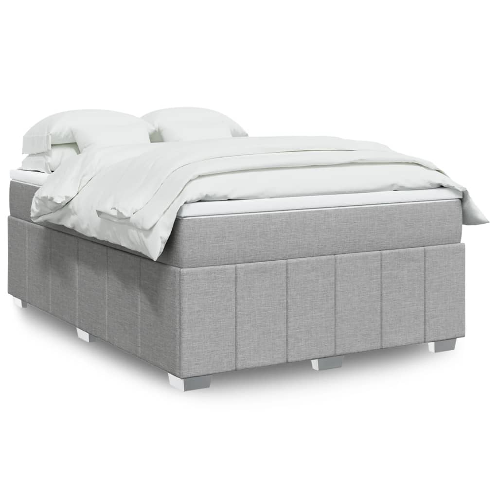 Krevet box spring s madracem svjetlosiva 160x200 cm tkanina