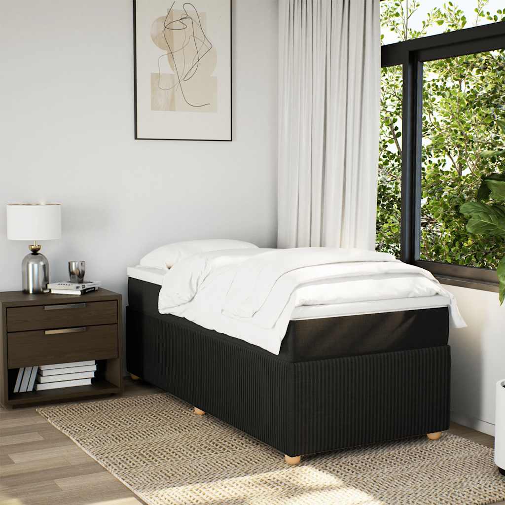 Krevet s oprugama i madracem crni 90x200 cm od tkanine