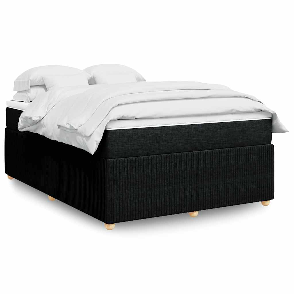 Krevet s oprugama i madracem crni 140 x 190 cm od tkanine