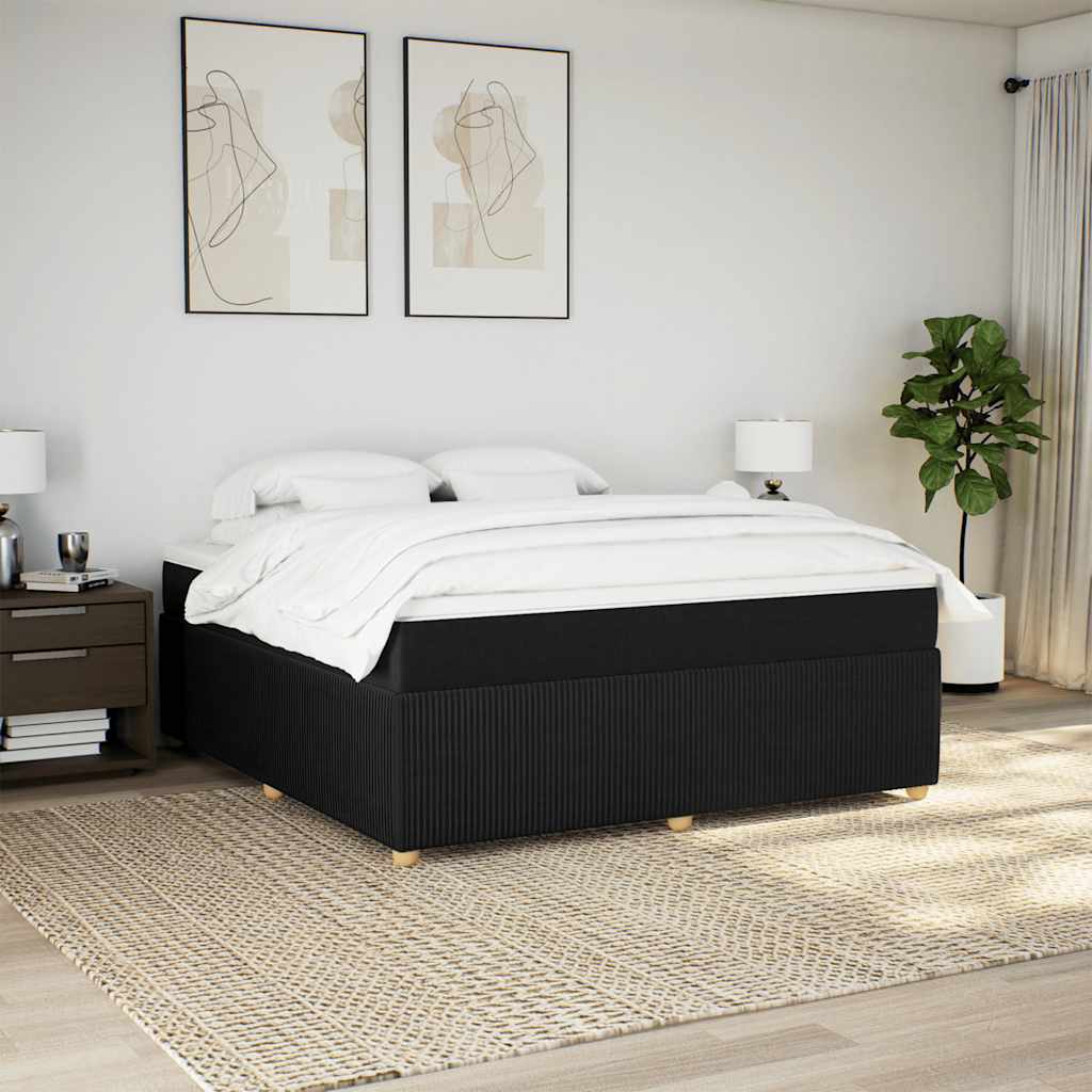 Krevet s oprugama i madracem crni 180x200 cm od tkanine