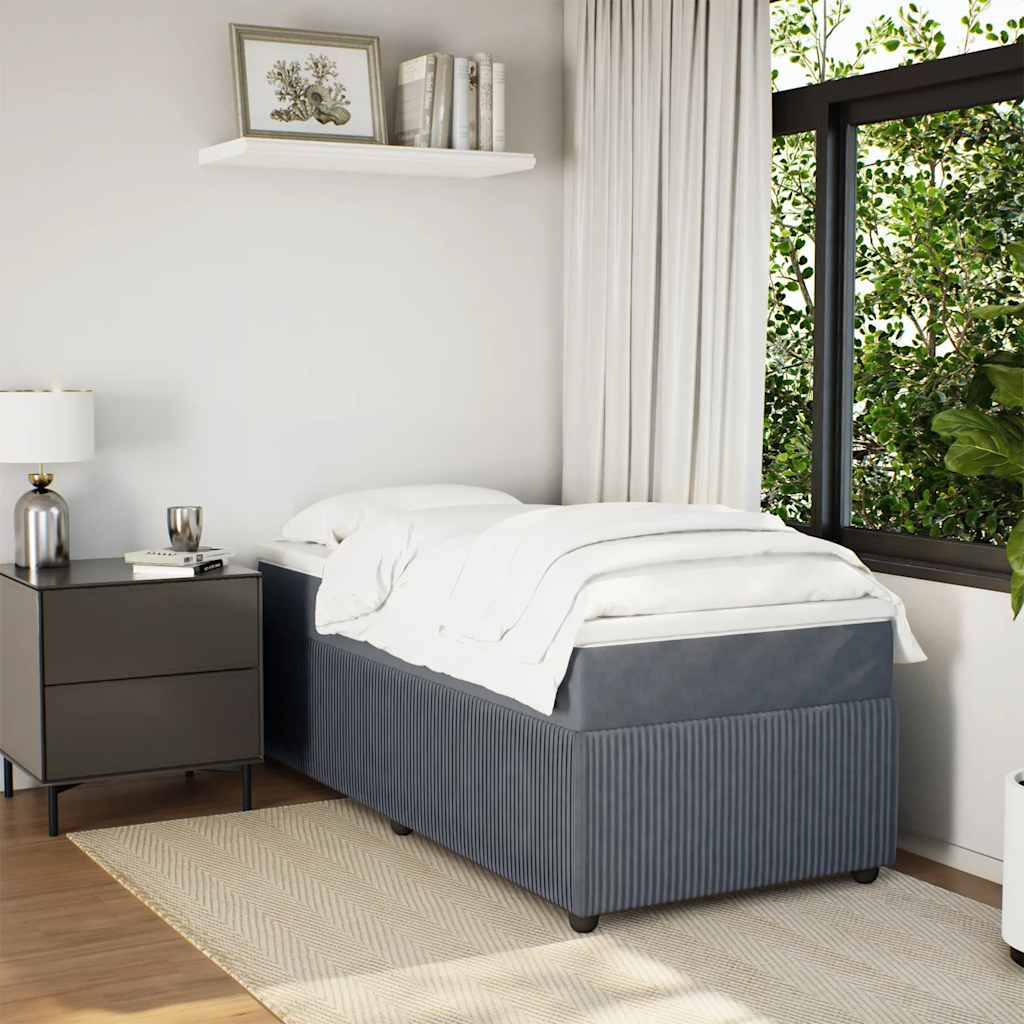 Box spring krevet s madracem tamnosivi 90x190 cm baršunasti