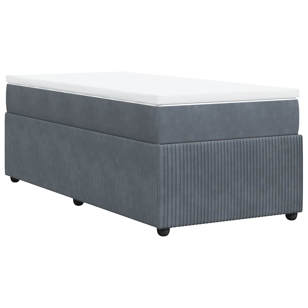 Box spring krevet s madracem tamnosivi 90x190 cm baršunasti