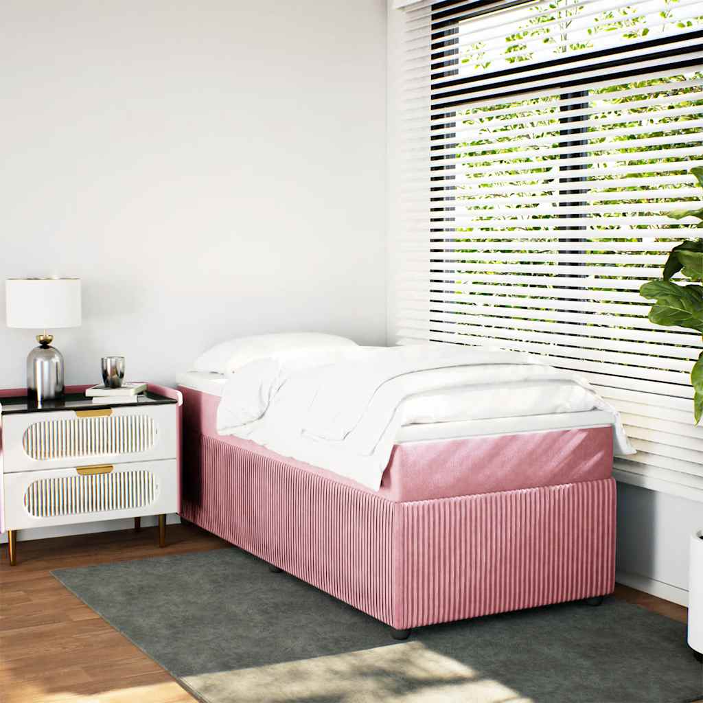 Box spring krevet s madracem ružičasti 90x200 cm baršunasti
