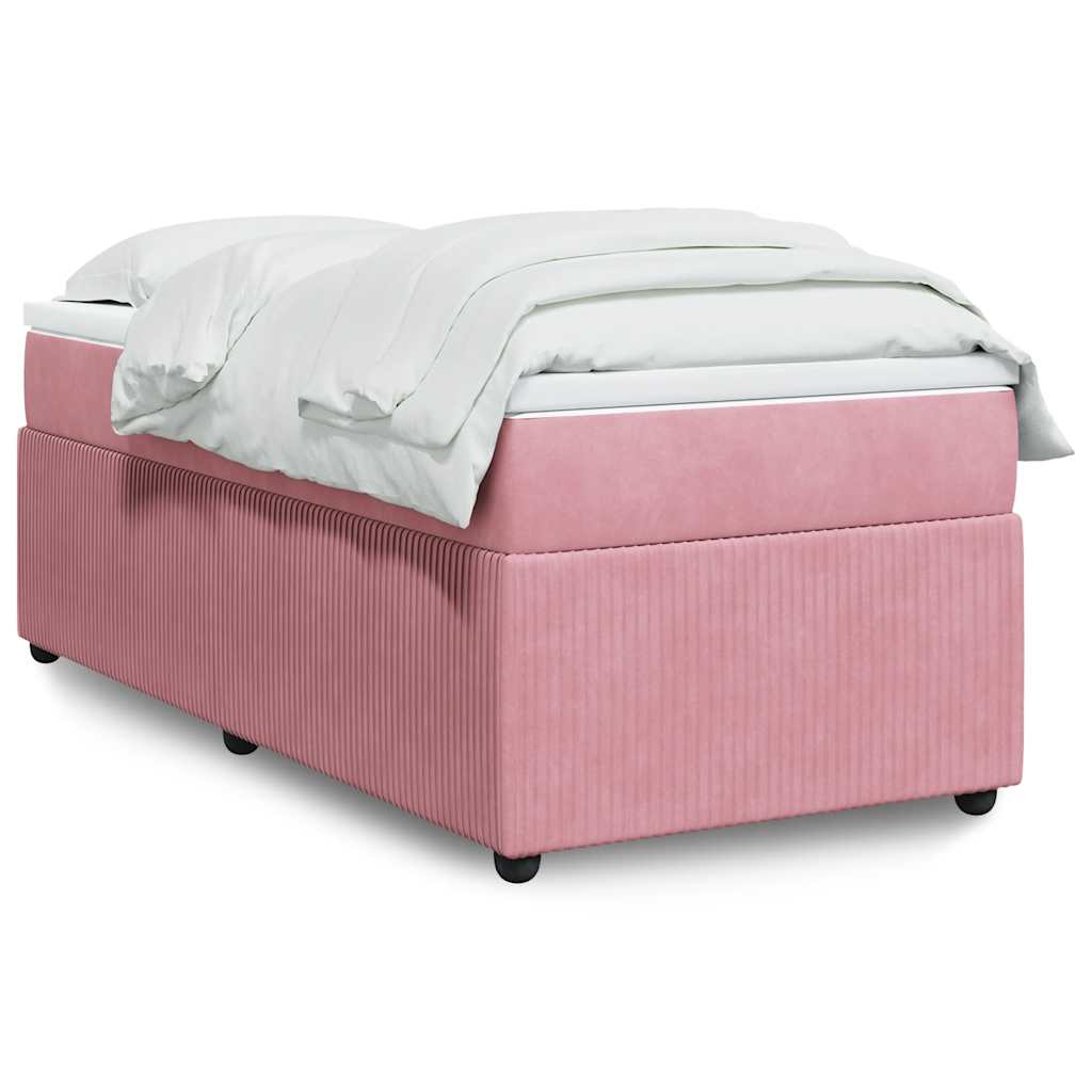 Box spring krevet s madracem ružičasti 90x200 cm baršunasti