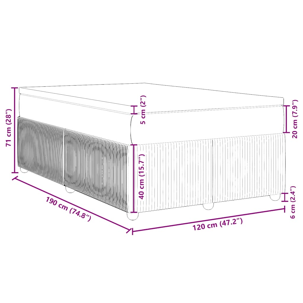 Krevet box spring s madracem tamnosivi 120 x 190 cm baršun
