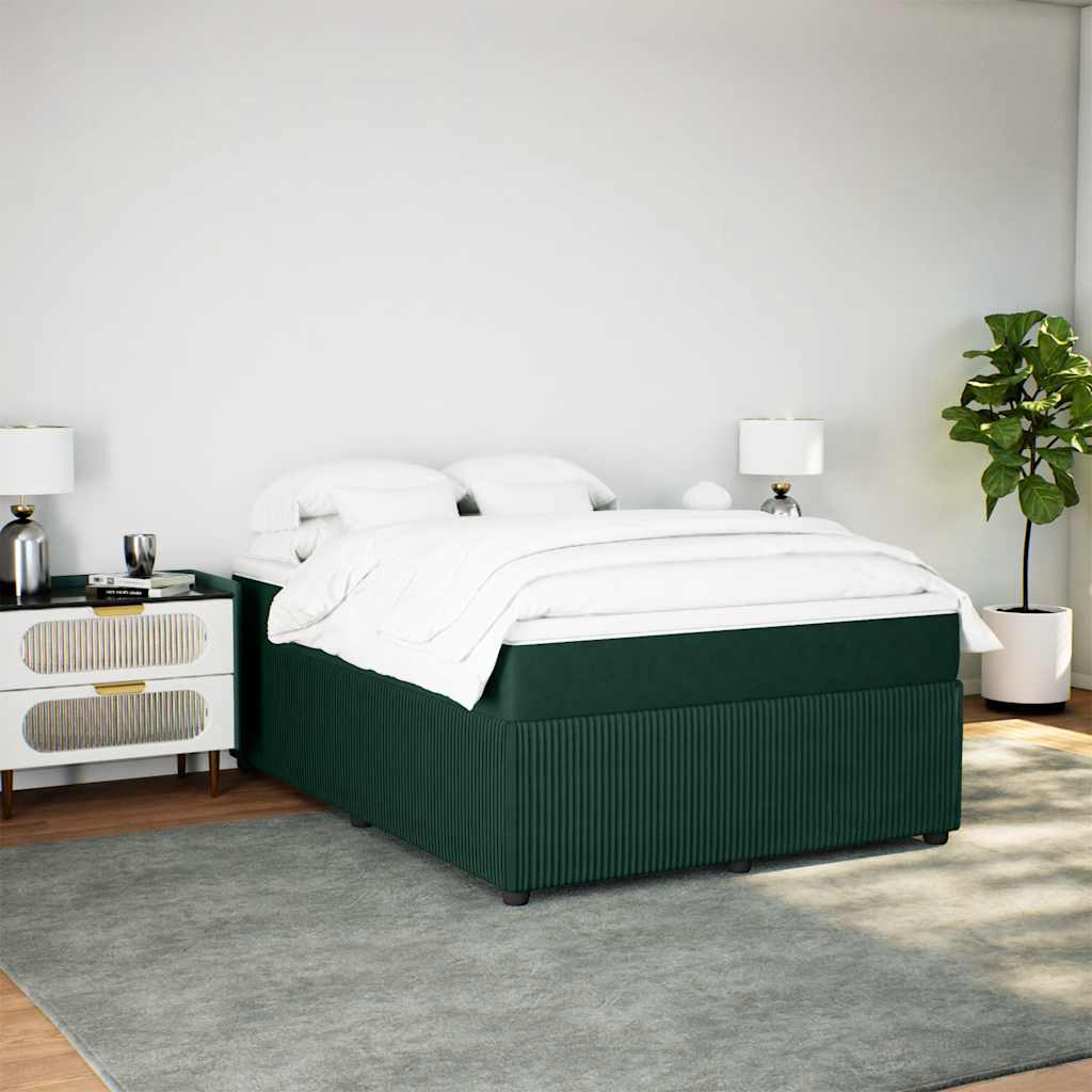 Krevet s oprugama i madracem tamnozeleni 160x200 cm baršunasti
