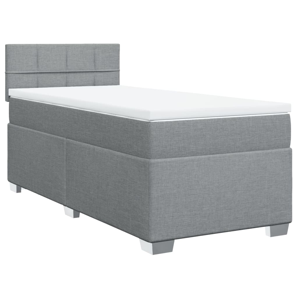 Box spring krevet s madracem svjetlosivi 90x190 cm od tkanine