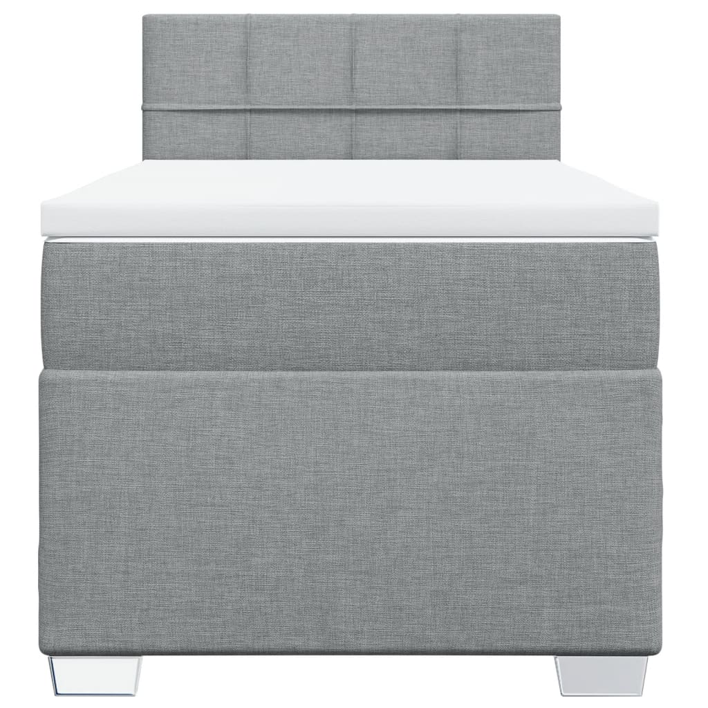 Box spring krevet s madracem svjetlosivi 90x190 cm od tkanine