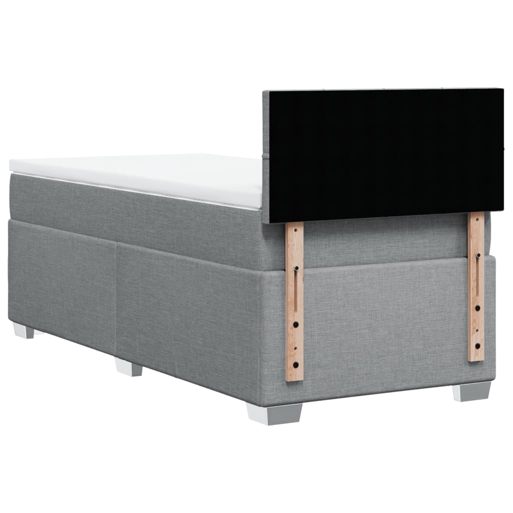 Box spring krevet s madracem svjetlosivi 90x190 cm od tkanine