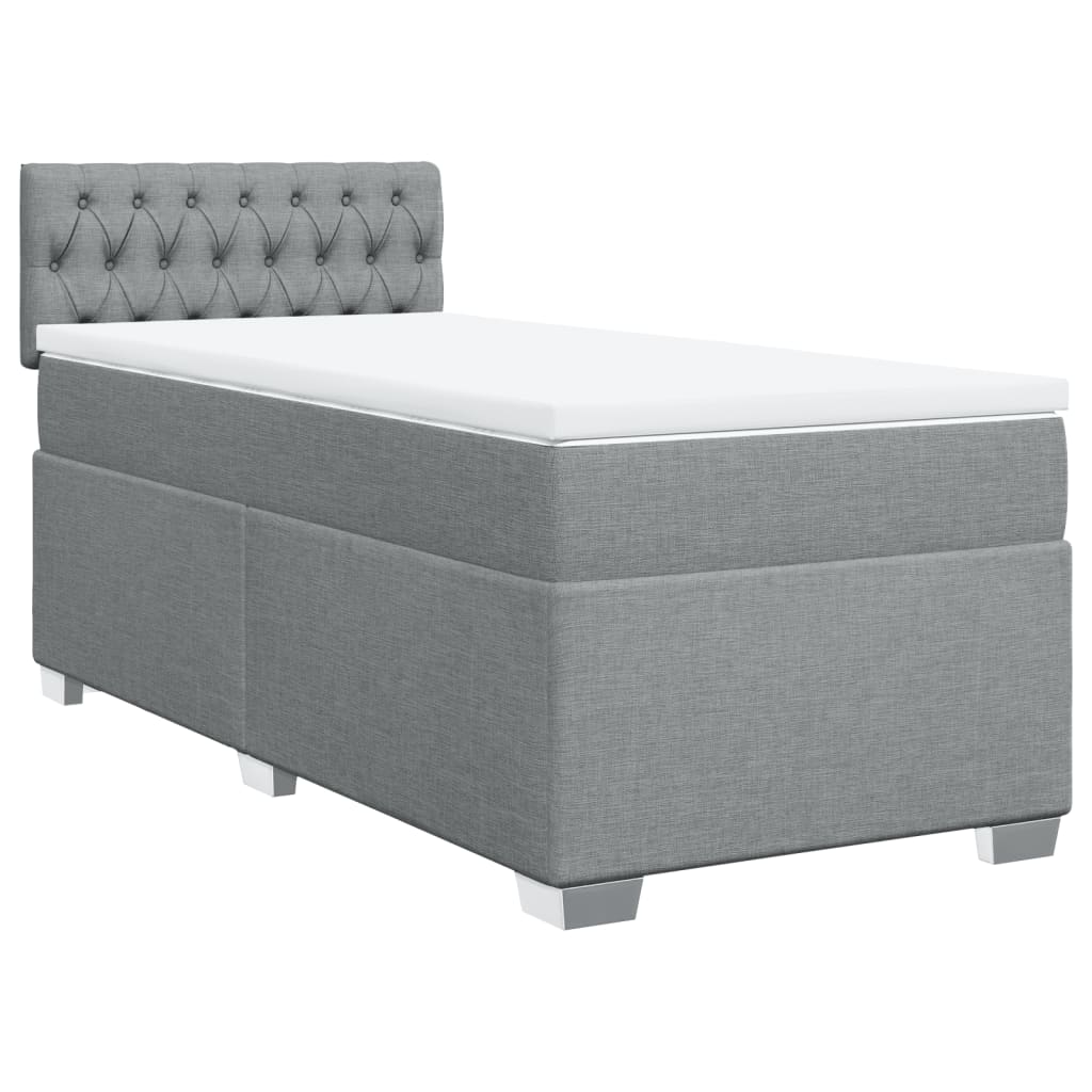 Box spring krevet s madracem svjetlosivi 90x190 cm od tkanine