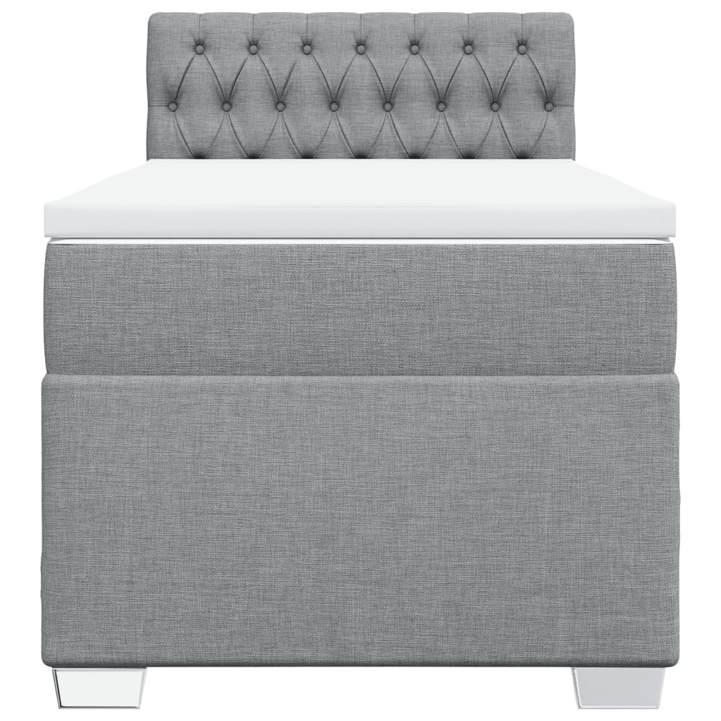 Box spring krevet s madracem svjetlosivi 90x190 cm od tkanine