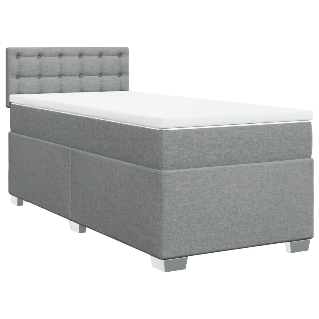 Box spring krevet s madracem svjetlosivi 90x190 cm od tkanine