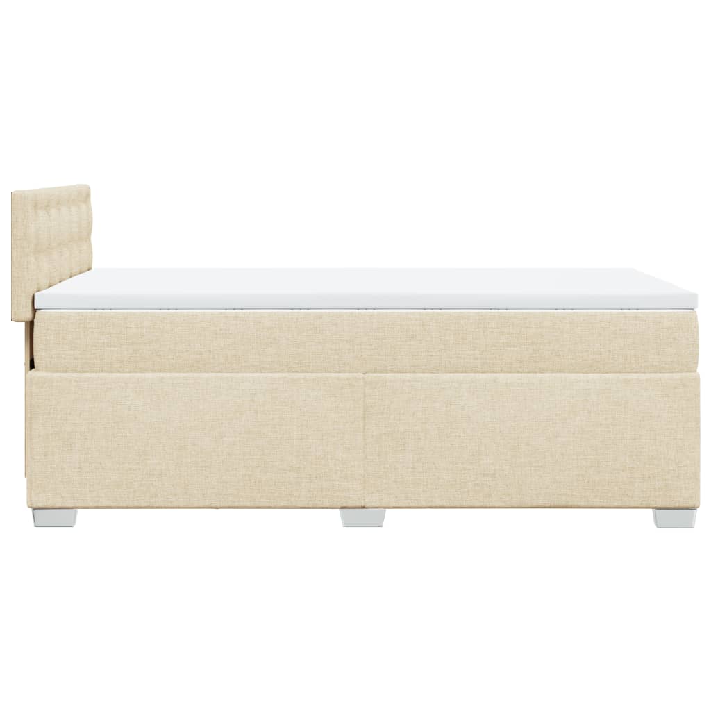 Krevet s oprugama i madracem krem 100 x 200 cm od tkanine