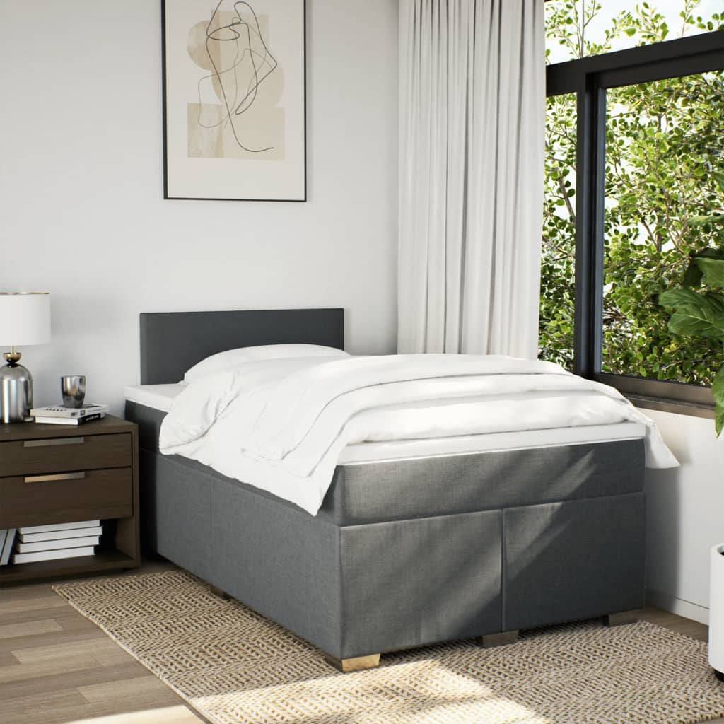 Krevet box spring s madracem tamnosivi 120 x 190 cm tkanina