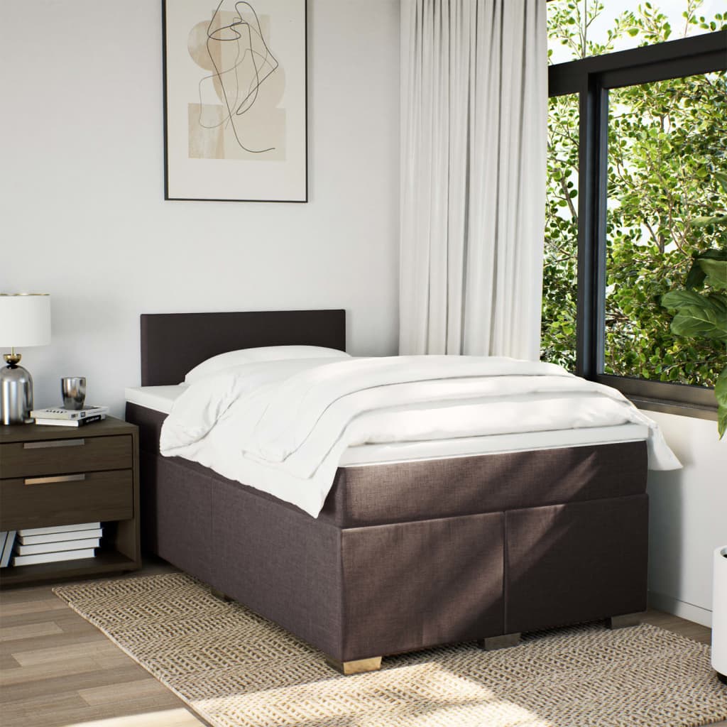 Krevet box spring s madracem tamnosmeđi 120 x 190 cm od tkanine