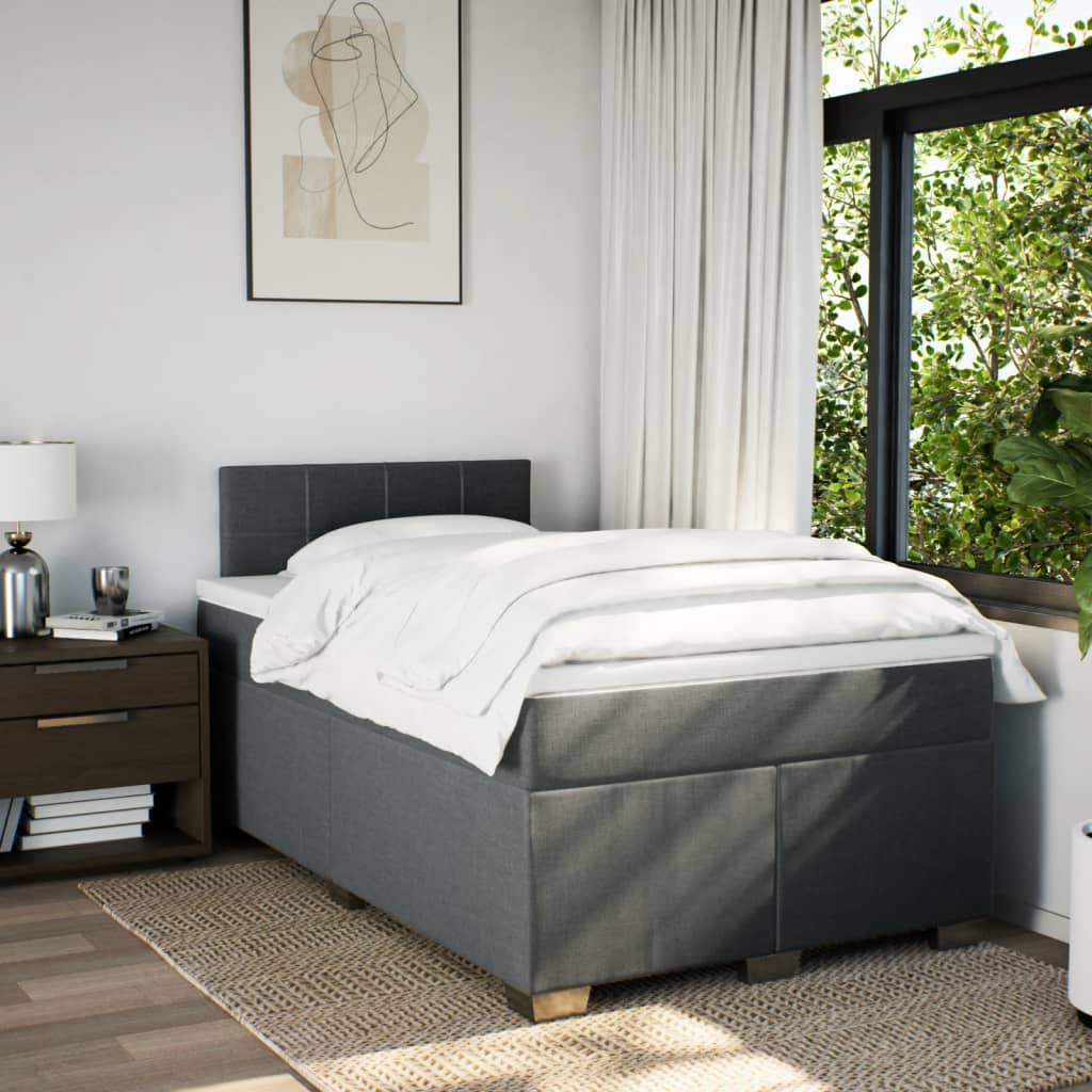 Krevet box spring s madracem tamnosivi 120 x 190 cm tkanina