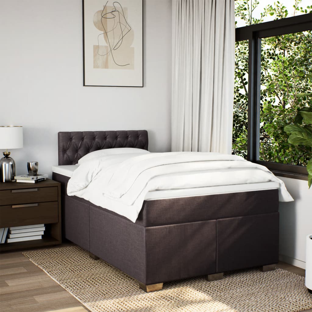 Krevet box spring s madracem tamnosmeđi 120 x 190 cm od tkanine