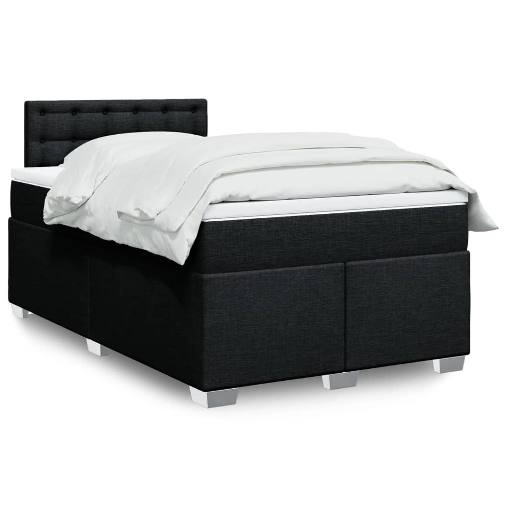 Krevet box spring s madracem crni 120 x 190 cm od tkanine