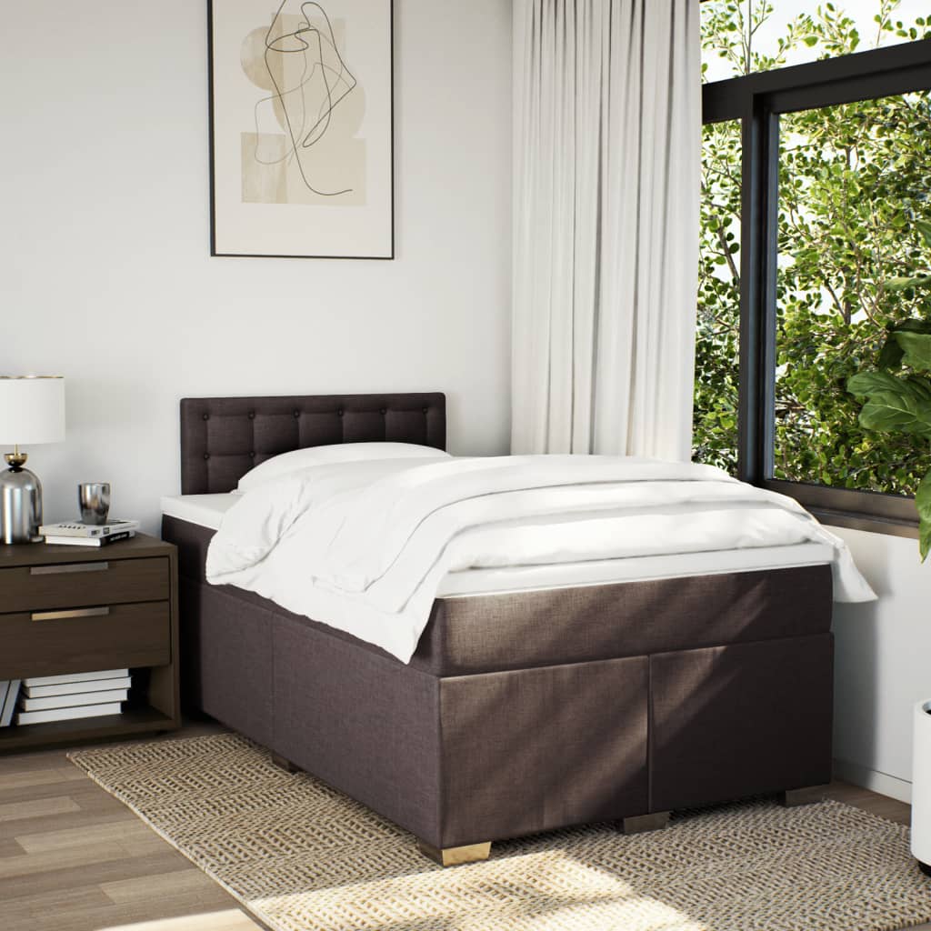 Krevet box spring s madracem tamnosmeđi 120 x 190 cm od tkanine