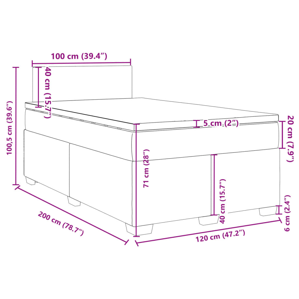 Krevet s oprugama i madracem krem 120 x 200 cm od tkanine
