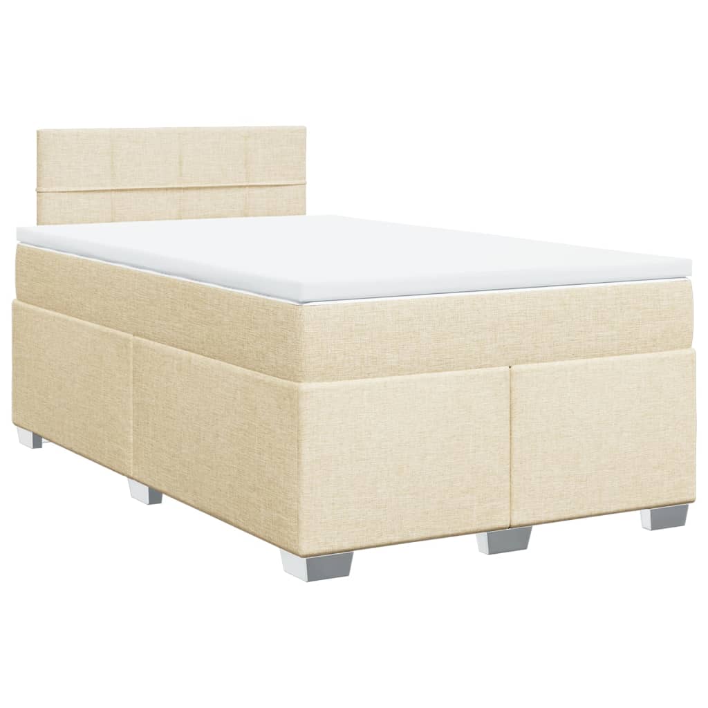 Krevet s oprugama i madracem krem 120 x 200 cm od tkanine
