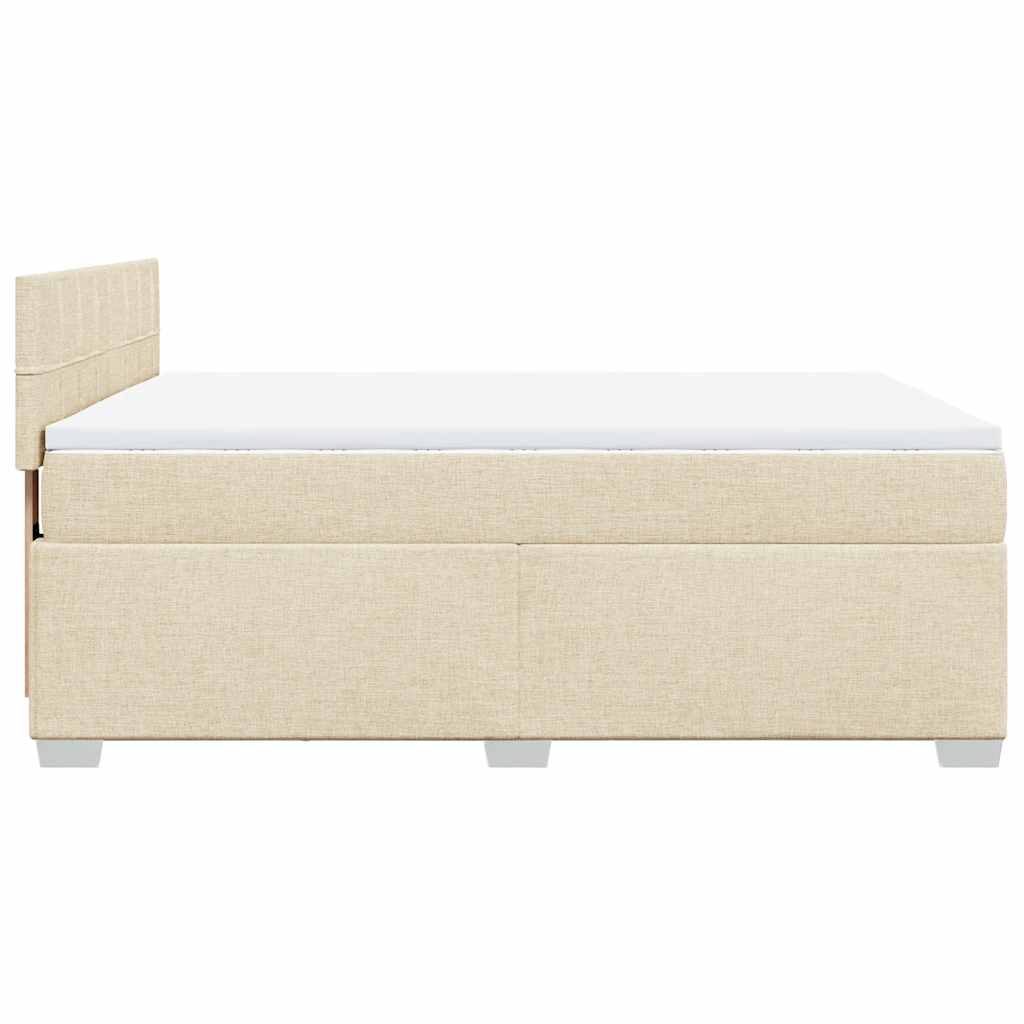 Krevet s oprugama i madracem krem 140 x 190 cm od tkanine