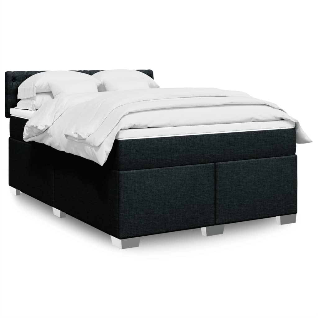 Krevet s oprugama i madracem crni 140 x 190 cm od tkanine