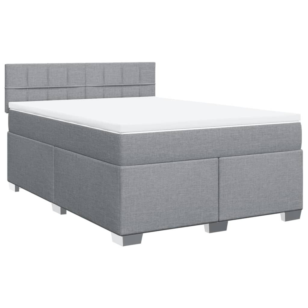 Krevet box spring s madracem svjetlosivi 140x200 cm od tkanine
