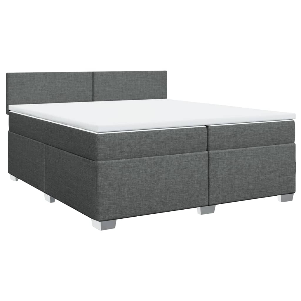 Krevet s oprugama i madracem tamnosivi 200 x 200 cm od tkanine