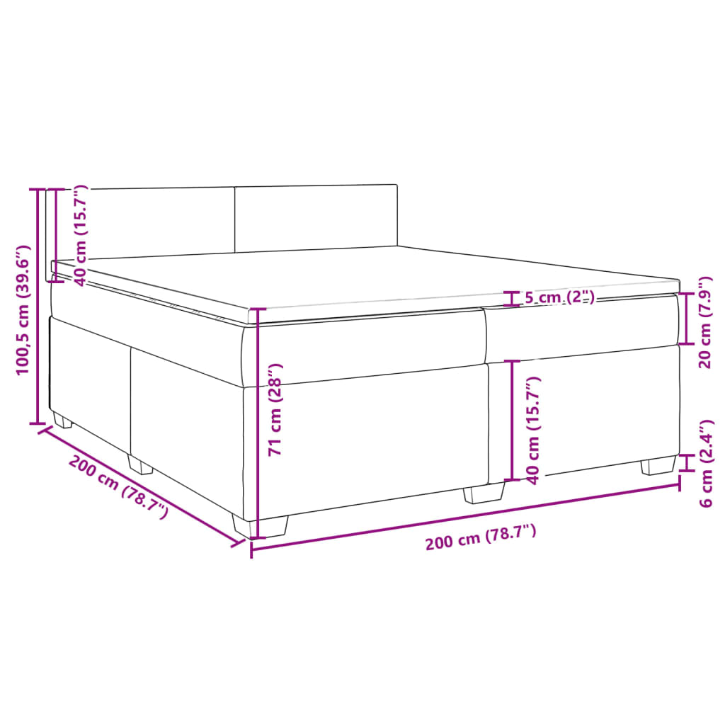 Krevet s oprugama i madracem plavi 200 x 200 cm od tkanine
