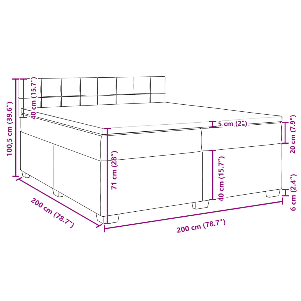 Krevet s oprugama i madracem crni 200x200 cm od tkanine