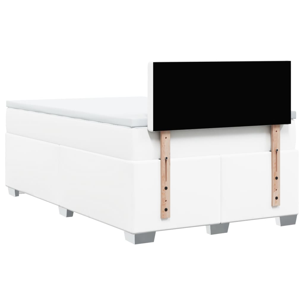 Krevet box spring s madracem bijeli 120x190 cm od umjetne kože