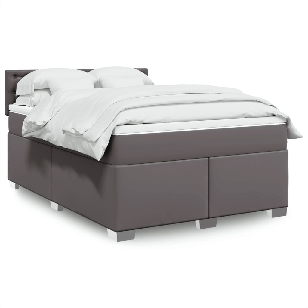 Krevet s oprugama i madracem sivi 140x190 cm od umjetne kože