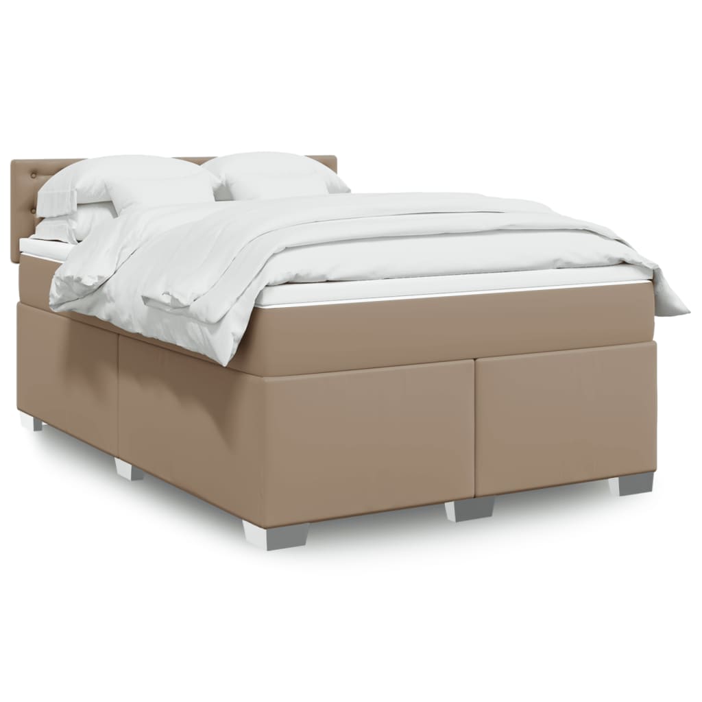 Krevet s oprugama i madrac cappuccino 140x190cm od umjetne kože