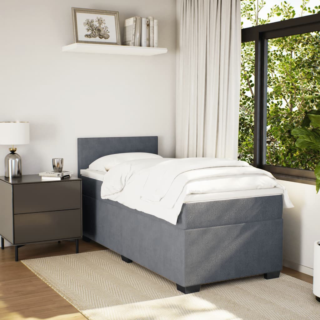 Box spring krevet s madracem tamnosivi 80 x 200 cm baršunasti